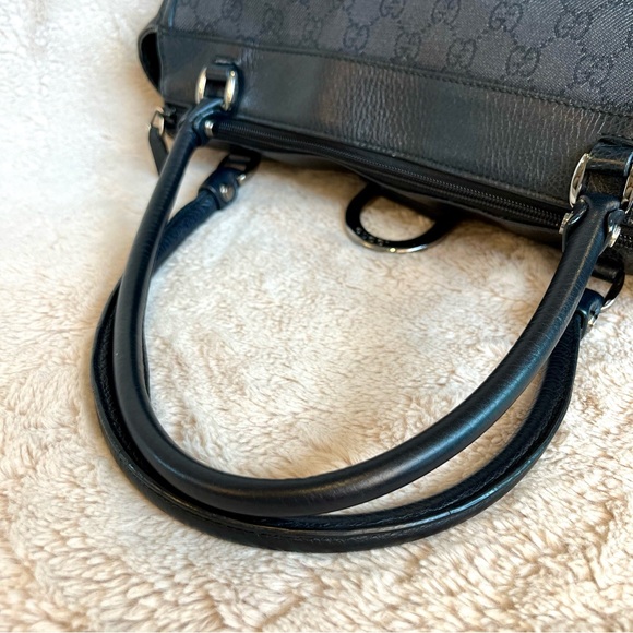 Gucci Abbey Black Denim Canvas Satchel Shoulder Bag - Picture 8 of 17